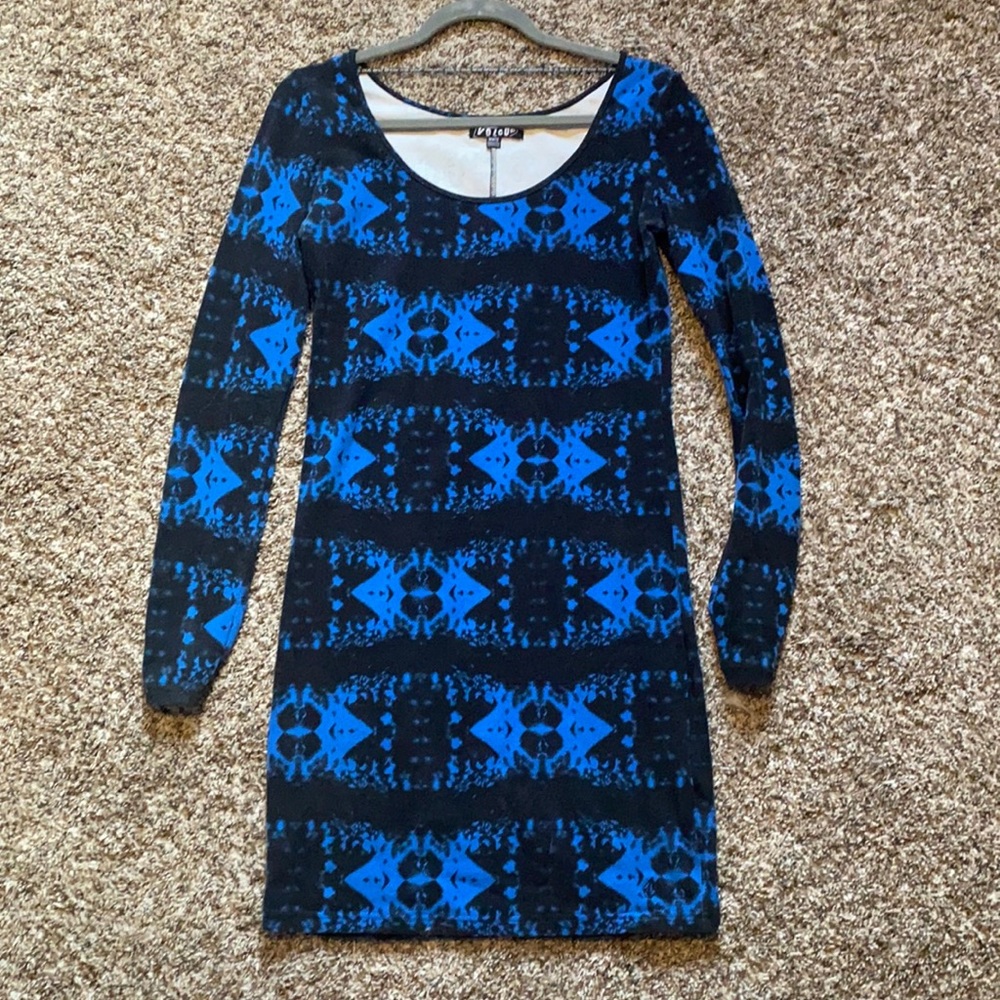 Black & Blue Fitted Dress